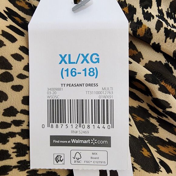 Time and Tru Dress XL 16-18 Peasant Floral V Neck Long Sleeve Lined Babydoll - Picture 7 of 8